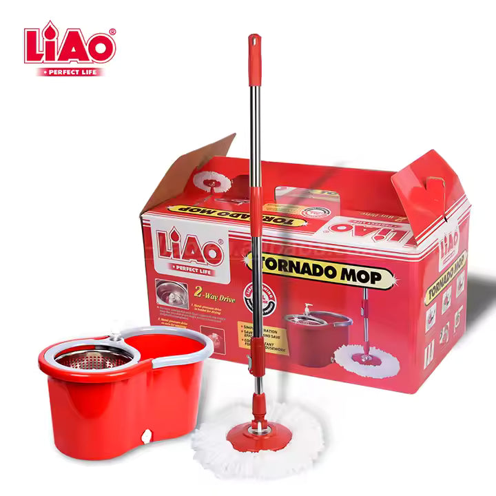 LIAO TORNADO SPIN MOP & BUCKET W/WHEELS & PULL ROD LIAO TORNADO SPIN MOP & BUCKET W/WHEELS & PULL ROD